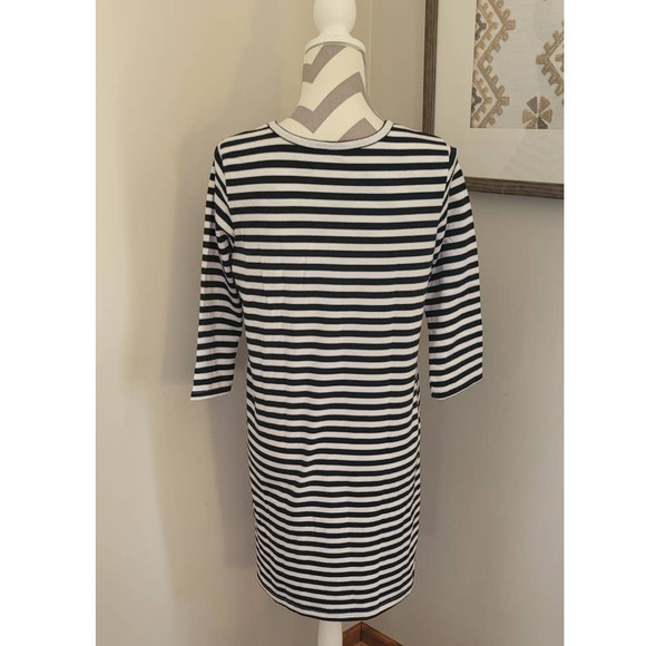 Lolly Wolly Doodle Navy Stripe Half Sleeve Dress Size Small - Picture 2 of 5